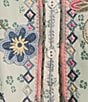 Color:Multi - Image 6 - Nya Silk V-Neck Long Sleeve Floral Embroidered Blouse