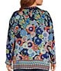 JOHNNY WAS Plus Size The Audrey Floral Scarf Print Silk Point Collar Long Sleeve Button-Front Shirt - Image 2