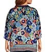 JOHNNY WAS Plus Size The Audrey Floral Scarf Print Silk Point Collar Long Sleeve Button-Front Shirt - Image 4