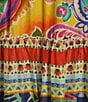 JOHNNY WAS Regia Silk Patchwork Boho Print Split V-Neck 3/4 Sleeve Button Front Tiered Midi Dress, Color:Prazer Print - Image 3