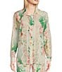 Color:Multi - Image 1 - Ruksana Lace Inset Detail Floral Print Silk Point Collar Long Sleeve Button-Front Coordinating Shirt