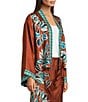 JOHNNY WAS Shakri Placement Floral and Contrasting Border Print Open-Front Long Sleeve Coordinating Short Kimono Jacket - Image 4