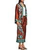 JOHNNY WAS Shakri Placement Floral and Contrasting Border Print Open-Front Long Sleeve Coordinating Short Kimono Jacket - Image 5