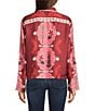 JOHNNY WAS Shannon Placement Floral Print Silk Blend Point Collar Long Sleeve Easy Jacket, Color:Caleta - Image 2