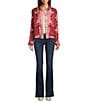 JOHNNY WAS Shannon Placement Floral Print Silk Blend Point Collar Long Sleeve Easy Jacket, Color:Caleta - Image 5