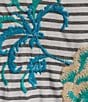 Color:Stripe - Image 4 - Sheri Everyday Knit Contrast Stripe Print V-Neck Short Sleeve Floral Embroidered Tee Shirt