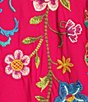 Color:Ultra Pink - Image 5 - Sheri Relaxed Knit Embroidered Placement Floral Motif Short Sleeve Midi Shift Dress