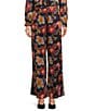 Color:Multicolor - Image 1 - Sidonia Vibrant Floral Printed Silk Embroidered Side Seam Wide-Leg Coordinating Pants