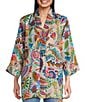 JOHNNY WAS Silk Filaree Gillian Mix Reversible Print Coordinating Open Front 3/4 Sleeve Kimono, Color:Gillian Mix - Image 2