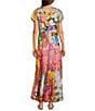 JOHNNY WAS Silk Magnolia Patchwork V-Neck Short Sleeve Maxi Dress - Image 2