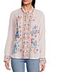 JOHNNY WAS Sydnee Woven Embroidered Point Collar Long Sleeve Button Front Blouse,Specials : American Fashion Style Bags On Sale JOHNNY WAS Sydnee Woven Embroidered Point Collar Long Sleeve Button Front Blouse,Specials : American Fashion Style Bags On Sale