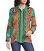 JOHNNY WAS The Audrey Edenia Floral Scarf Print Point Collar Long Sleeve Button-Front Shirt - Image 1