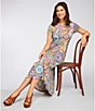 JOHNNY WAS The Janie Favorite Bamboo Knit Napperon Print Crew Neck Short Sleeve Sheath Midi Dress, Color:Napperon Print - Image 5