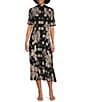 JOHNNY WAS The Janie Favorite Short Sleeve Seamed Mock Neck Printed Dress, Color:Myna Scarf - Image 1