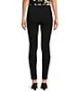 Color:Black - Image 2 - Tonal Floral Embroidery Stretch Knit Pull-On Ankle Leggings