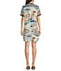 Color:Multi - Image 2 - Vakash Scenic Print Bamboo Knit Crew Neck Short Sleeve Tee Dress