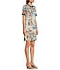 Color:Multi - Image 3 - Vakash Scenic Print Bamboo Knit Crew Neck Short Sleeve Tee Dress