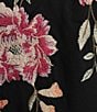 Color:Black - Image 4 - Vienna Floral Embroidery Motif Long Kimono Sleeve Tee