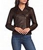 JOHNNY WAS Winged Collar Long Sleeve Leather Bike Jacket - Image 1