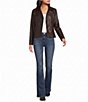 JOHNNY WAS Winged Collar Long Sleeve Leather Bike Jacket - Image 4