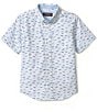 Color:White - Image 1 - Little /Boys 4-16 Short Sleeve Airplane Print Button-Down Shirt