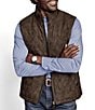 Johnston & Murphy Diamond-Quilted Reversible Vest, Color:Dark Brown/Navy Plaid - Image 1