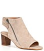 Color:taupe - Image 1 - Evelyn Side Zip Suede Open Toe Booties
