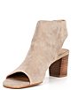 Color:taupe - Image 4 - Evelyn Side Zip Suede Open Toe Booties