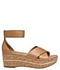 Color:Tan - Image 2 - Gigi Leather Cross Band Ankle Wrap Platform Sandals