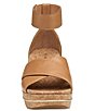 Color:Tan - Image 5 - Gigi Leather Cross Band Ankle Wrap Platform Sandals