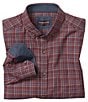 Color:Dark Red - Image 1 - Heather Box Plaid Woven Shirt