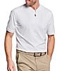 Color:White - Image 1 - Knit Jacquard Quarter-Zip Short Sleeve Polo Shirt