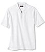 Color:White - Image 2 - Knit Jacquard Quarter-Zip Short Sleeve Polo Shirt