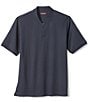 Color:Navy - Image 2 - Knit Jacquard Quarter-Zip Short Sleeve Polo Shirt
