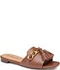 Color:Cognac - Image 1 - Lilly Chain Leather Slides