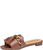 Color:Cognac - Image 5 - Lilly Chain Leather Slides
