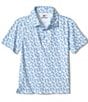 Color:White/Blue - Image 1 - Little / Big Boys 4-16 Pineapple Print Short Sleeve Polo Shirt