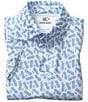 Color:White/Blue - Image 2 - Little / Big Boys 4-16 Pineapple Print Short Sleeve Polo Shirt