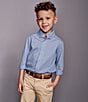 Color:Birdseye Blue - Image 4 - Little/Big Boys 4-16 Long-Sleeve Birdseye XC Flex Button-Front Knit Shirt