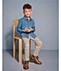 Johnston & Murphy Little/Big Boys 4-16 Long Sleeve Denim Look XC Flex Button Down Shirt, Color:Blue - Image 2