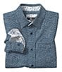 Color:Navy Paisley - Image 1 - Little/Big Boys 4-16 Long-Sleeve Paisley XC Flex Button-Front Knit Shirt