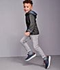 Color:Charcoal/Blue - Image 3 - Little/Big Boys 4-16 Long-Sleeve Reversible Solid Hoodie