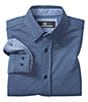 Color:Navy - Image 1 - Little/Big Boys 4-16 Long Sleeve Small-Box Print XC Flex Button Up Shirt