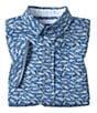 Color:Navy - Image 1 - Little/Big Boys 4-16 Short Sleeve Button Down Collar Chest Pocket Fishbone Print Shirt