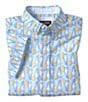 Color:White/Blue Multi - Image 1 - Little/Big Boys 4-16 Short Sleeve Point Collar Chest Pocket Pineapple Print Shirt