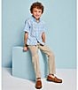 Color:White/Blue Multi - Image 3 - Little/Big Boys 4-16 Short Sleeve Point Collar Chest Pocket Pineapple Print Shirt