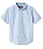 Color:White/Blue Airplane - Image 1 - Little/Big Boys 4-16 White Airplane Short Sleeve Woven Shirt