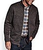 Johnston & Murphy Fleece Lined Marled Rib Full-Zip Jacket, Color:Navy/Brown - Image 1