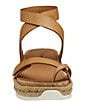 Color:Tan - Image 5 - Michelle Leather Ankle Wrap Espadrille Platform Toe Loop Thong Sandals