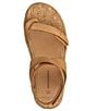 Color:Tan - Image 6 - Michelle Leather Ankle Wrap Espadrille Platform Toe Loop Thong Sandals
